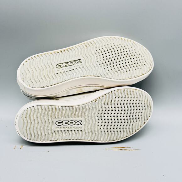Geox Shoes Girls EU 30 US 12c White Silver Polka Dot Canvas Low Top Zip Sneakers - Picture 8 of 9